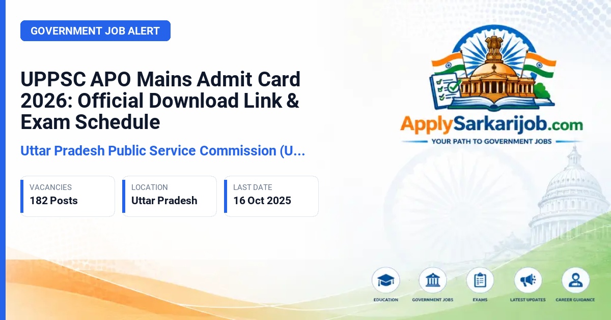 Uttar Pradesh Public Service Commission (UPPSC) - Assistant Prosecution Officer (APO) Official Notification Poster & Schedule