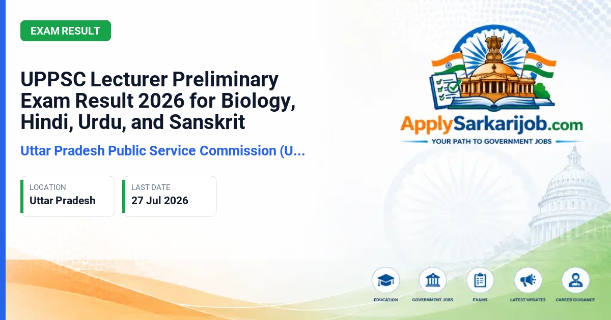 Uttar Pradesh Public Service Commission (UPPSC) - Lecturer (Male/Female) Government Inter College Official Notification Poster & Schedule
