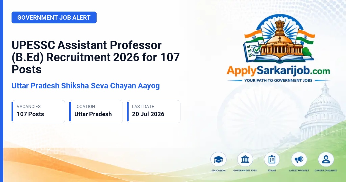 Uttar Pradesh Shiksha Seva Chayan Aayog (UPESSC) - Assistant Professor (B.Ed) Official Notification Poster & Schedule