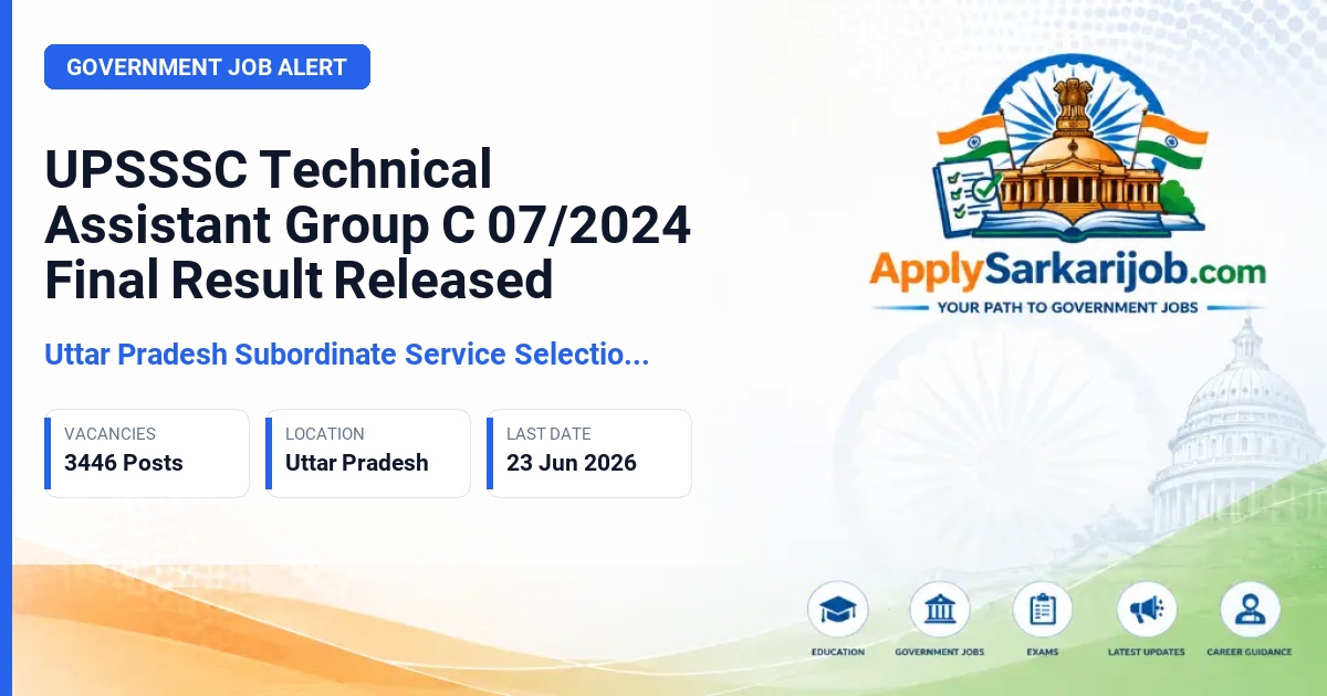 Uttar Pradesh Subordinate Services Selection Commission (UPSSSC) - Technical Assistant Group C Official Notification Poster & Schedule