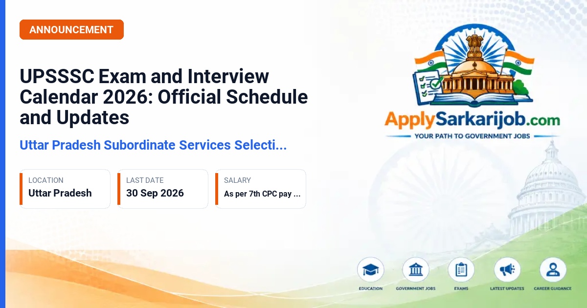 Uttar Pradesh Subordinate Services Selection Commission (UPSSSC) - Various Group-C Posts Official Notification Poster & Schedule