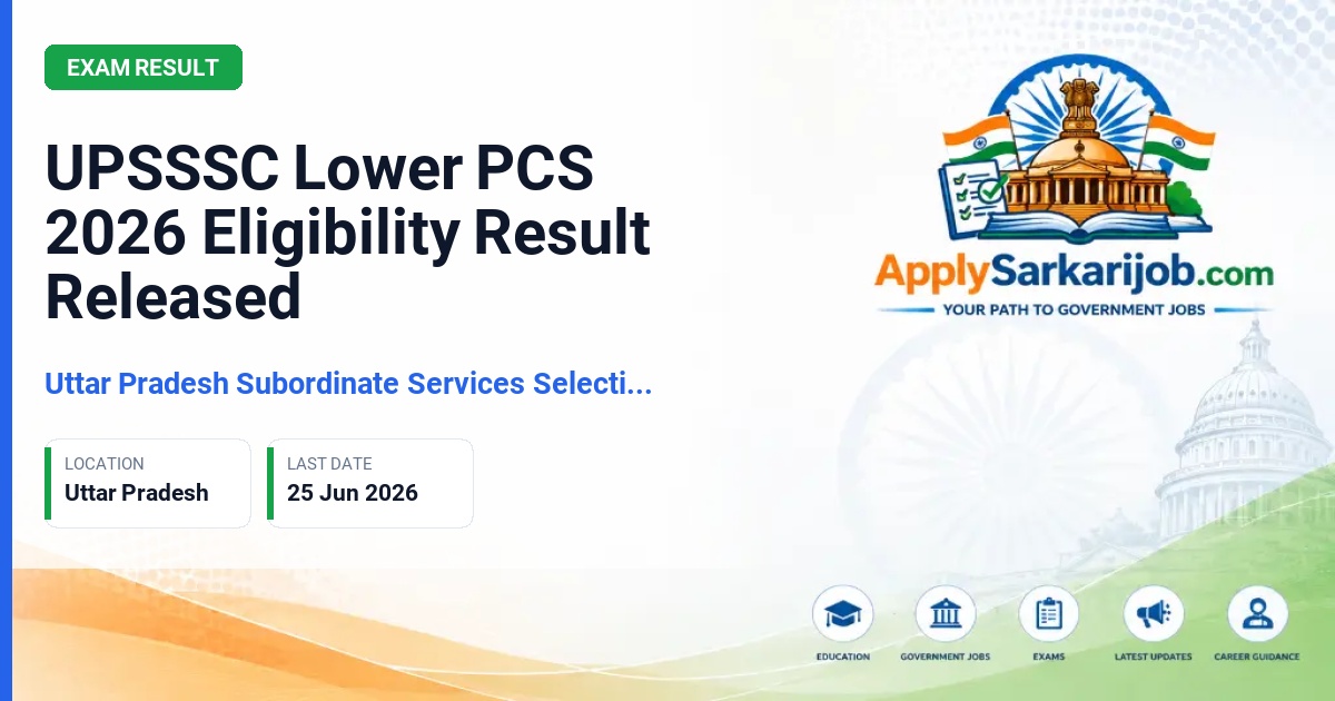 Uttar Pradesh Subordinate Services Selection Commission (UPSSSC) - Combined Lower Subordinate Services (Lower PCS) Official Notification Poster & Schedule