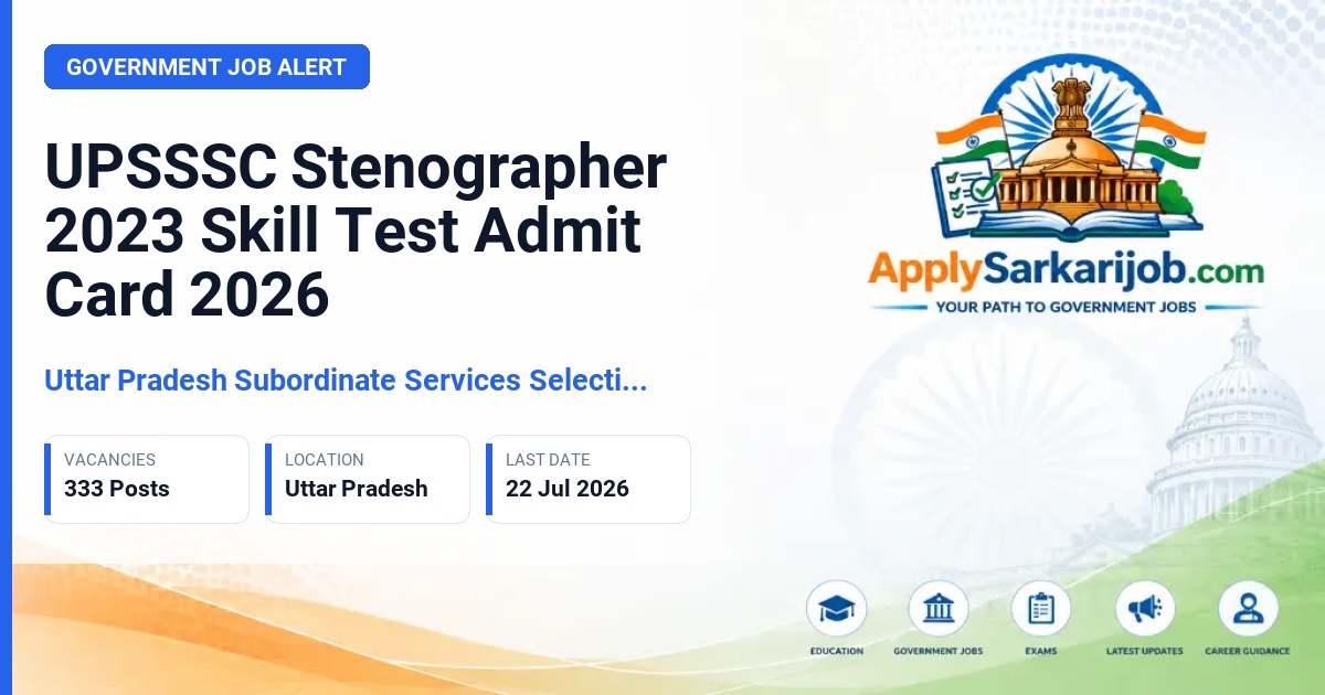Uttar Pradesh Subordinate Services Selection Commission (UPSSSC) - Stenographer Official Notification Poster & Schedule