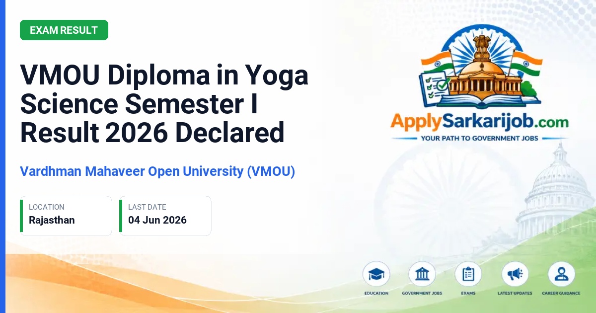 Vardhaman Mahaveer Open University (VMOU), Kota - Diploma in Yoga Science Official Notification Poster & Schedule