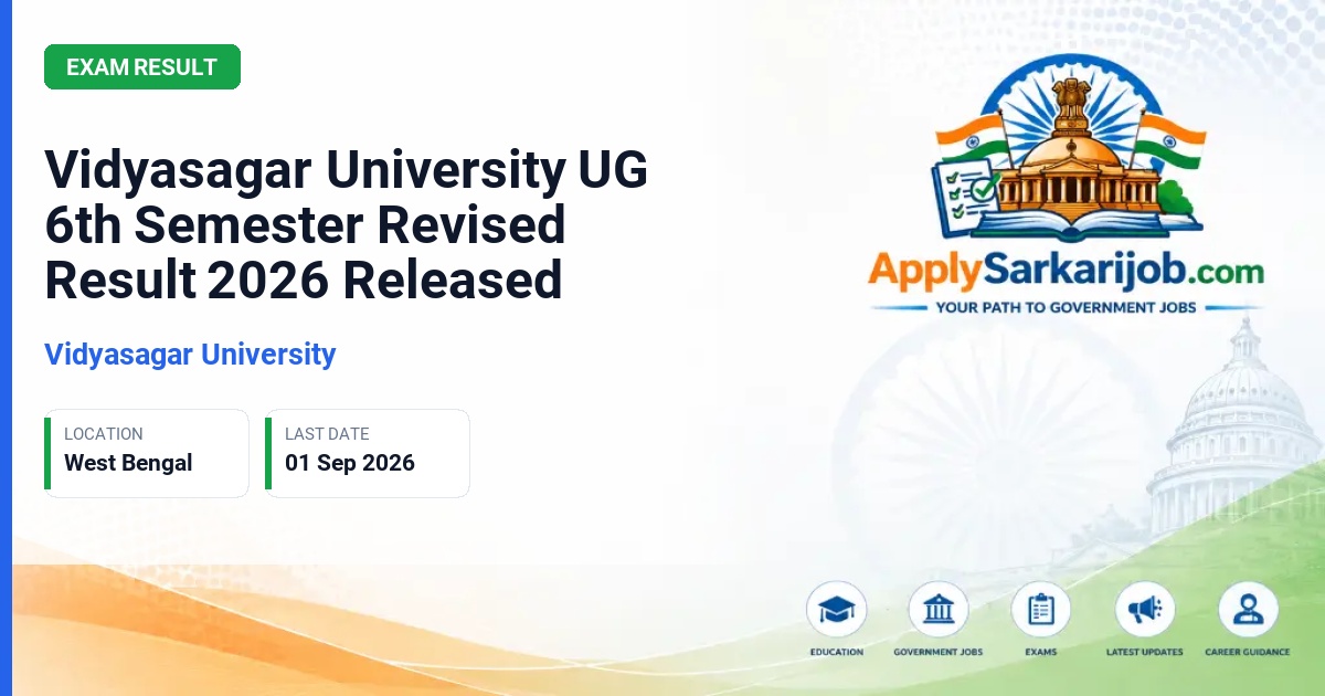 Vidyasagar University - UG 6th Semester (Single Major, MDS, BCA, BSW, BBAHM, BMLT) Official Notification Poster & Schedule