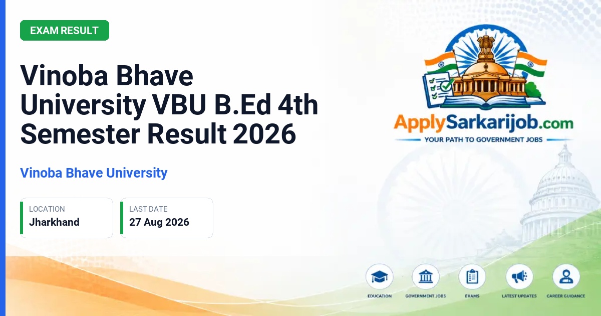 Vinoba Bhave University (VBU) - B.Ed 4th Semester Official Notification Poster & Schedule