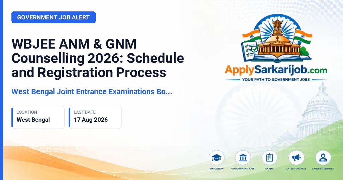 West Bengal Joint Entrance Examinations Board (WBJEEB) - ANM(R) & GNM Nursing Admission Official Notification Poster & Schedule