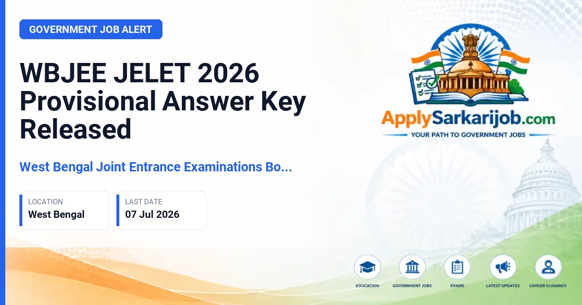 West Bengal Joint Entrance Examinations Board (WBJEEB) - Lateral Entry Admission Official Notification Poster & Schedule