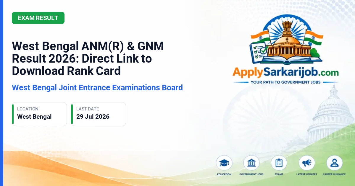 West Bengal Joint Entrance Examinations Board (WBJEEB) - ANM(R) & GNM Trainee Official Notification Poster & Schedule