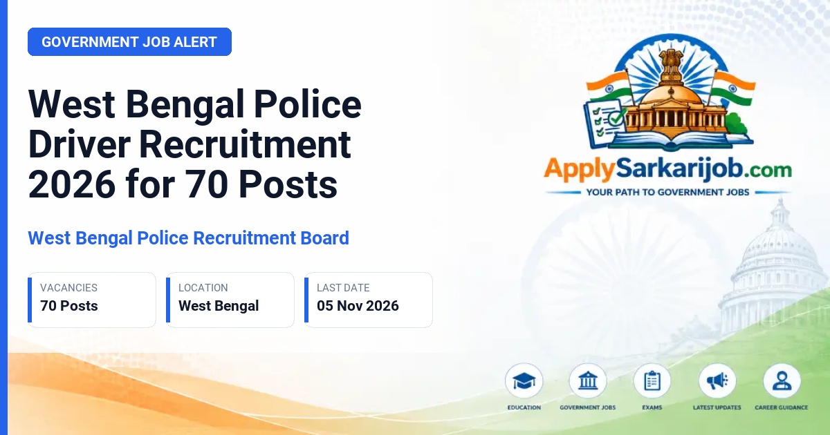 West Bengal Police Recruitment Board - Driver (Contractual) Official Notification Poster & Schedule